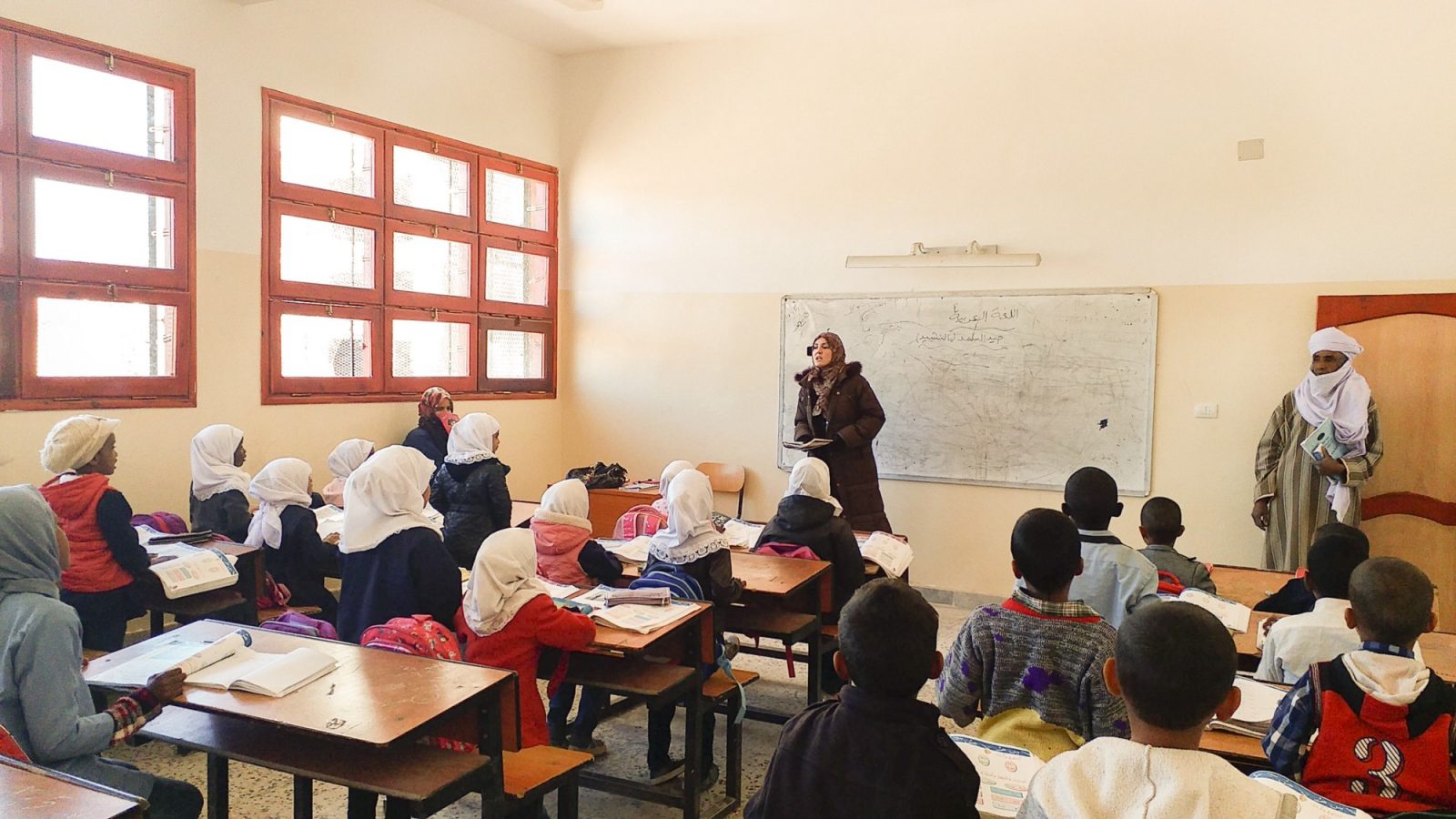 A class is in session at a school recently renovated by the Stabilization Facility for Libya.Photos by Ali Alshareef/ ©UNDP Libya. Photos by Ali Alshareef/ ©UNDP Libya