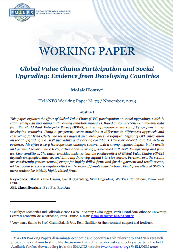 EMANES Working Paper No 73: Global Value Chains Participation and ...